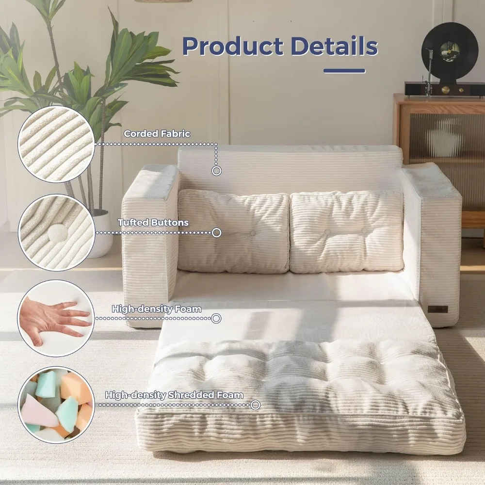 MAXYOYO 2-in-1 Convertible Sofa and Bed, Loveseat Sleeper Couch with Pillows for Living Room