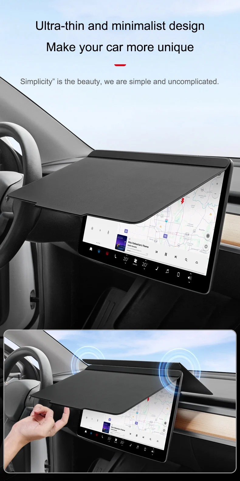 For Tesla Model 3/Y 2021-2025 Sunshade Screen Protector Waterproof
