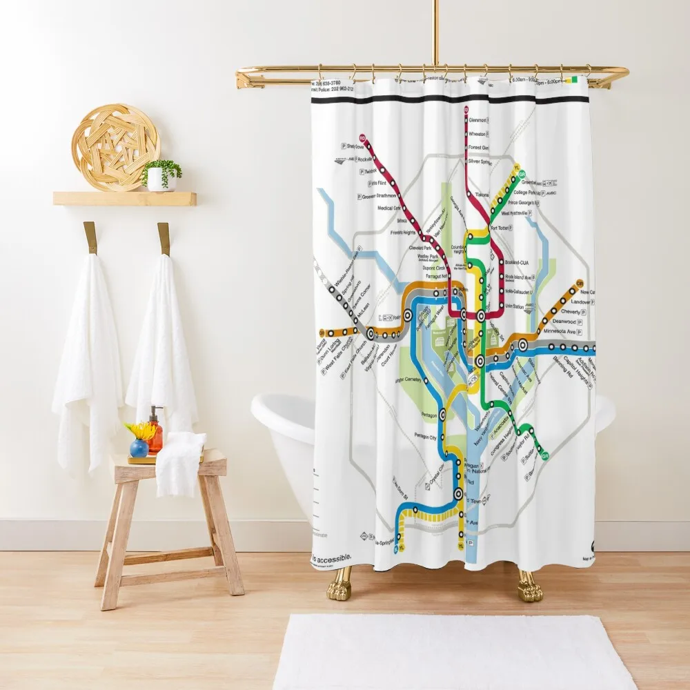 

WMATA Metro Map Shower Curtain For The Bathroom Bathroom Fabric Anti-Mold Waterproof Shower Curtain