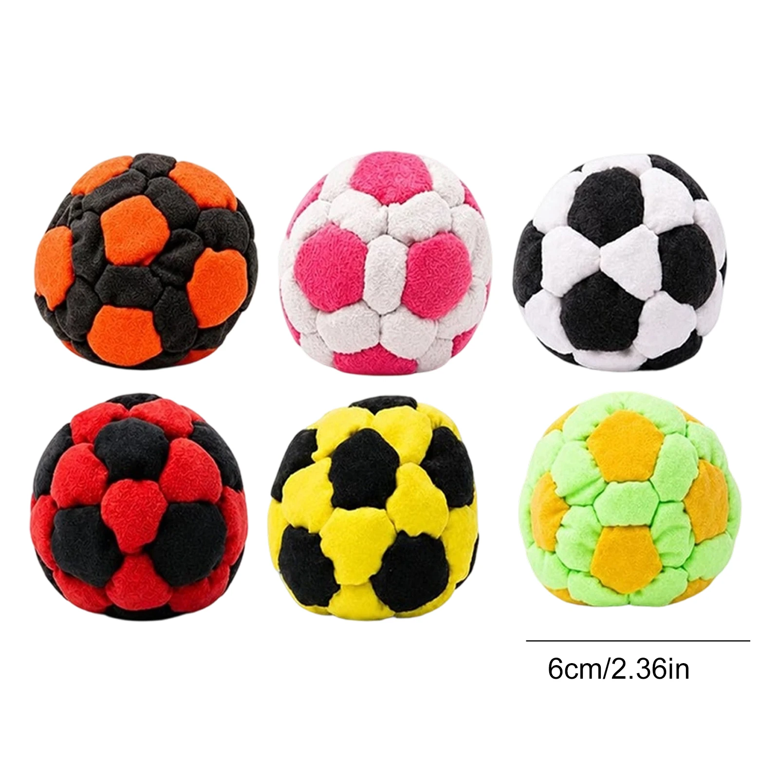 

6Pcs Portable Football Sandbag Multi-Purpose Filled Kick Footbag Reusable Soccer Juggling Plush Balls for Indoor & Outdoor Play