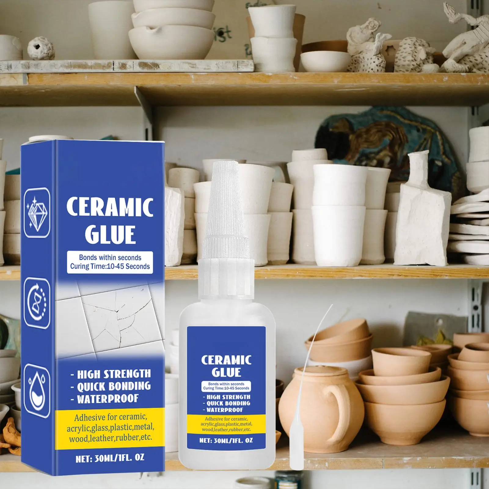 Ceramic Repair Glue Waterproof 30ml Glass Glue Ceramic Glue Pottery Glue Crafts Strong Adhesive Clear Glue for Pottery Porcelain