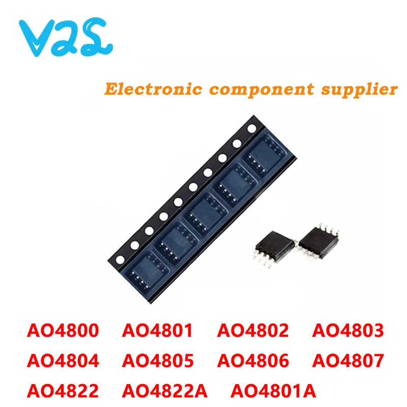 

(10pcs) 100% New AO4800 AO4801 AO4802 AO4803 AO4804 AO4805 AO4806 AO4807 AO4822 AO4822A AO4801A sop-8 Chipset