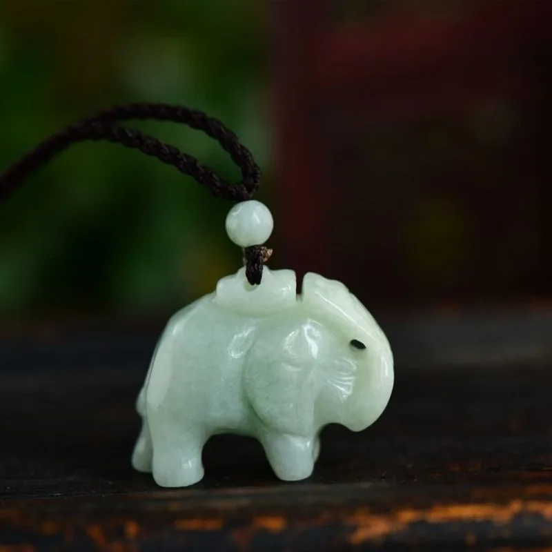 Genuine natural Burmese A-grade auspicious elephant , ice jadeite charm, cute jade pendant for both men and women