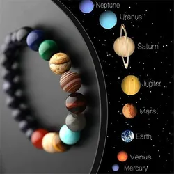 JD Natural Stone Eight Planets Bead Bracelets Men Women Universe Seven Chakra Bangle Yoga Energy Galaxy Solar Wristband Jewelry