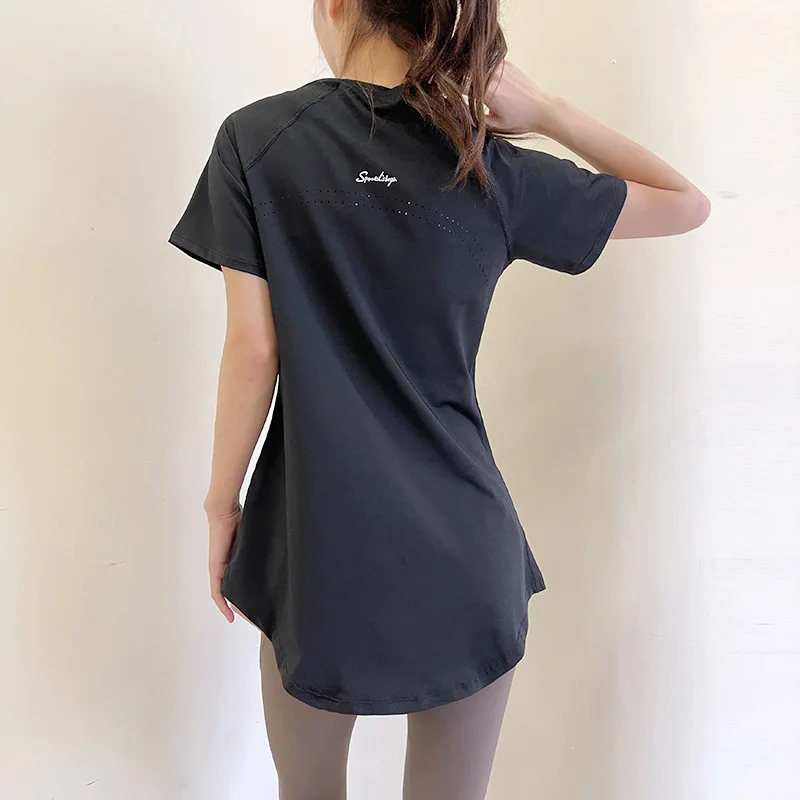 Quick Dry Breathable Slim Fit Women's Running Tshirts for Gym Workout Nylon Spandex Cooling Mesh UV Protection Bodytight