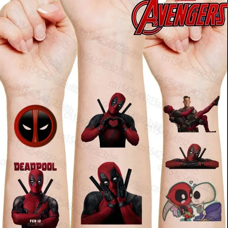 

Disney Cartoon Tattoo Stickers Marvel Movie Deadpool & Wolverine Waterproof Stickers Anime Figures Deadpool Stickers Decoration