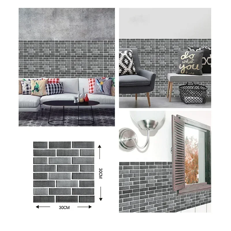 5/10PCS Stereo Wall Stickers Self-adhesive Wallpaper Brick Pattern Creative Stick Heatproof Vinyl Waterproof Kitchen Home Decor