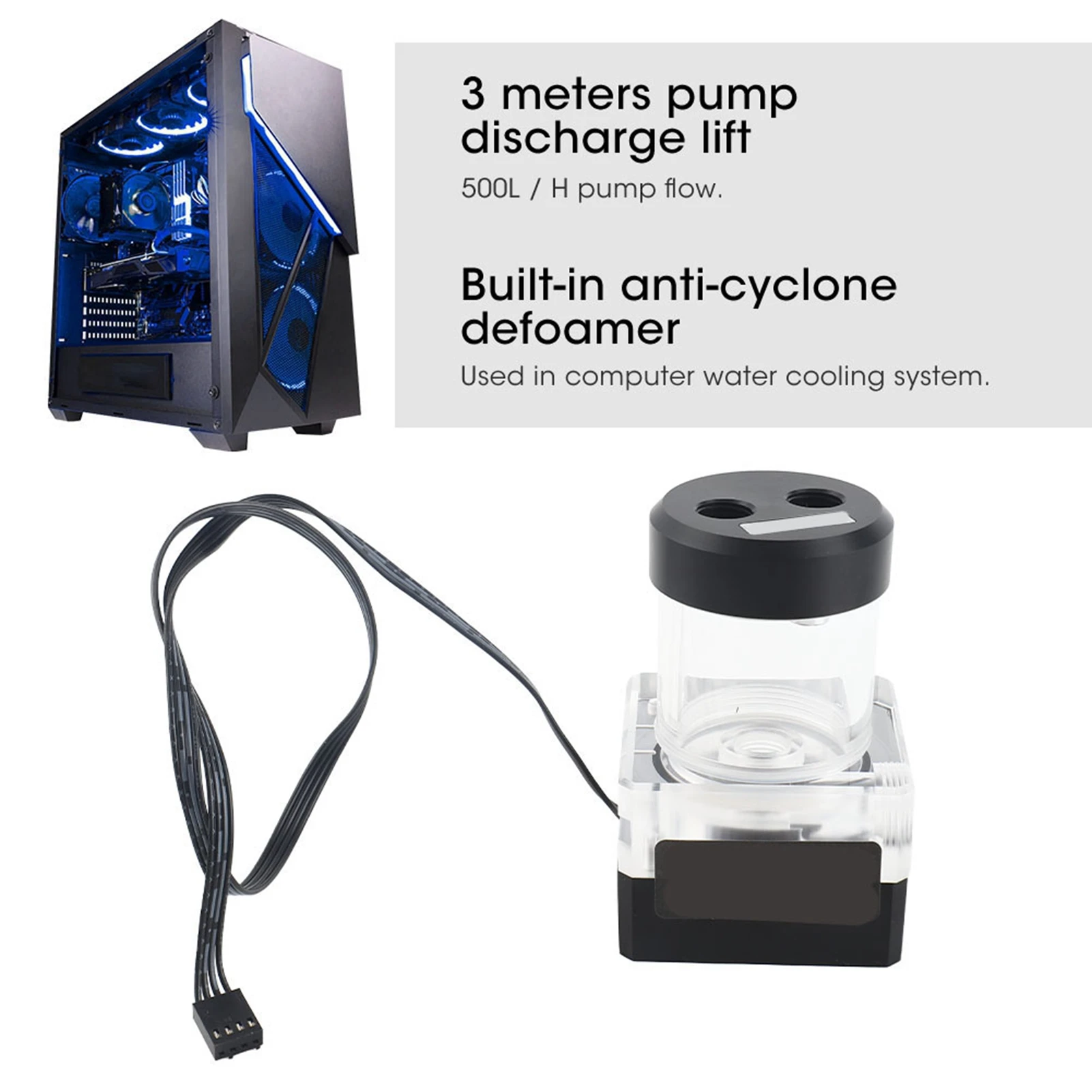 Pompa Combo Komputer Komputer PC Chłodnica Zintegrowana Wbudowana Odpiania 500L/H - 3 metry wylotu