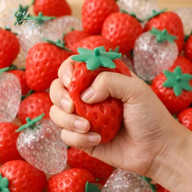 Hot Strawberry Shaped TPR Empty Squeeze Ball Shell Soft Durable Texture For Stress Relief DIY Crafts And Handmade Gift Making