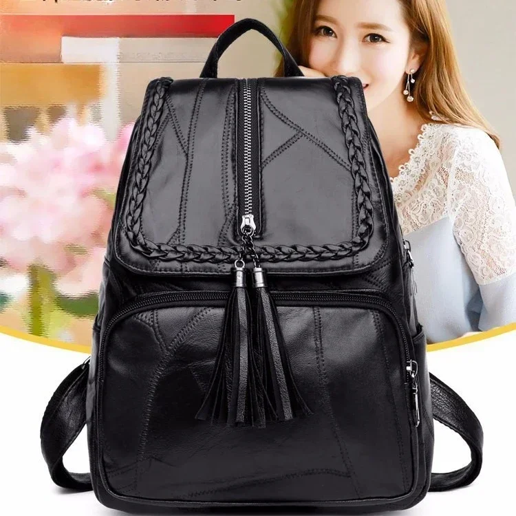 2026 High Quality Leather Backpacks Women High Capacity Travel Backpack Mochilas School Bags for Teenage Girls Shoulder Bag