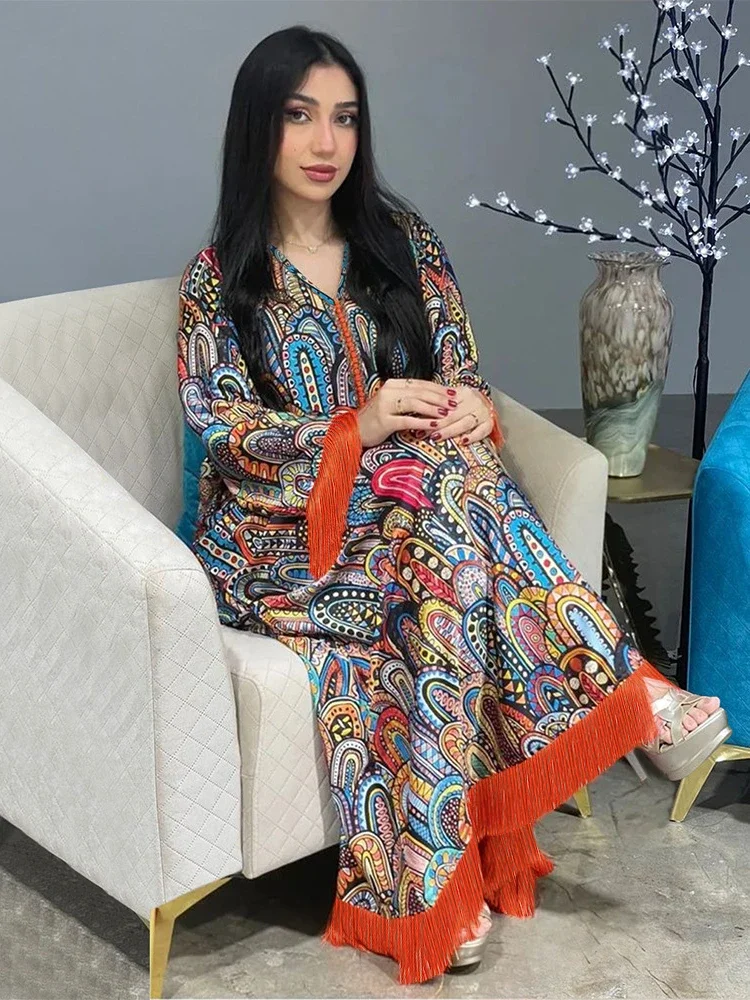 Robe longue pour femmes musulmanes, Kaftan marocain, Beadig Maxi, Robe éducative à pampilles, Vêtement de prière musulmane, Vêtements islamiques,