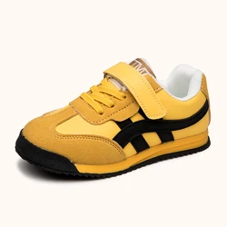 New Yellow Suede Sneakers Boys Girls Fashion Leather Casual Sports Shoes For Children Comfortable Non-slip Kids Running Shoes