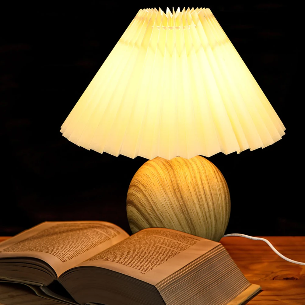 Wood Grain Table Lamp Creative USB Night Light Bedside Bedroom Aesthetic Warm Fixed Brightness Home Decor Lamps