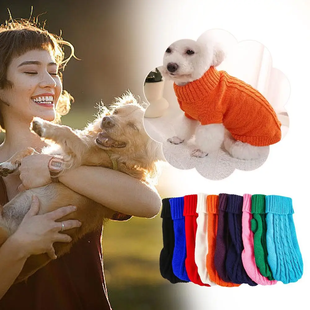 Turtleneck Knitted Dog Sweaters Winter Clothes For Small Dogs Puppy Cat Sweater Suitable For Teddy Dogs Comfortable Fit J5R5