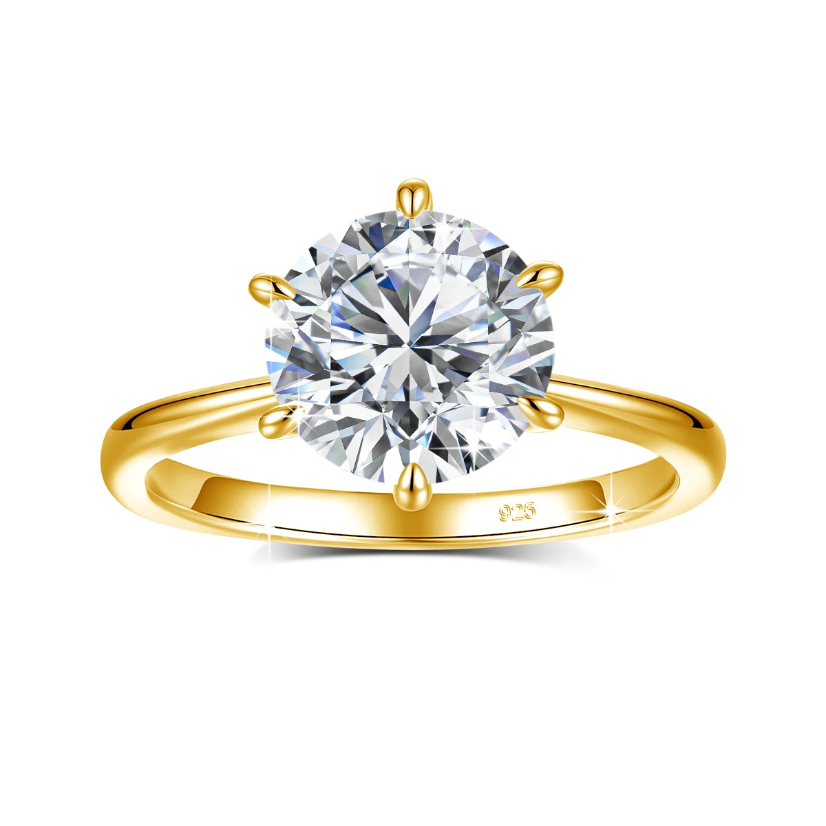 9mm 3ct Moissanit-Ehering mit sechs Krappen, 925 Sterling Silber Verlobungsringe für Frauen, Schmuck für Jubiläen, Partys und Bankette – Detail 3