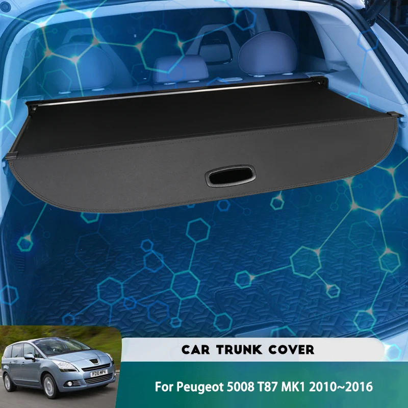 For Peugeot 5008 T87 MK1 2010~2016 2011 Car Trunk Cargo Cover Organizer Partition Board Rear Boot Retracta Sun Shades Shielding