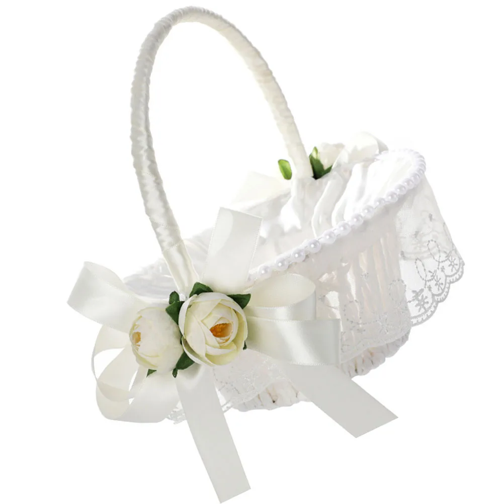 

Flower Girl for Weddings Woven Basket H Small Favors Cloth Beach Events Storage Small For Favors Basket Toy