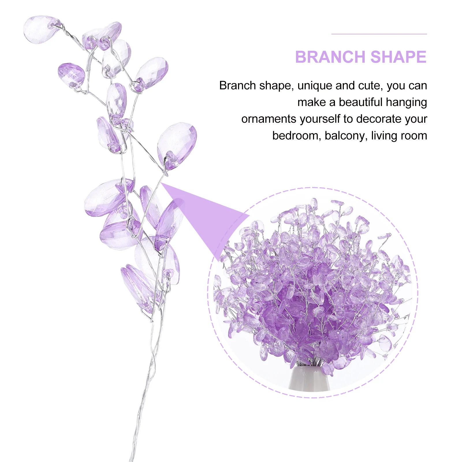 

50Pcs Acrylic Flower Beads Chic Branches for Bouquet Decoration DIY Wedding Party Decor Bride Headdress Floral Picks Crafts
