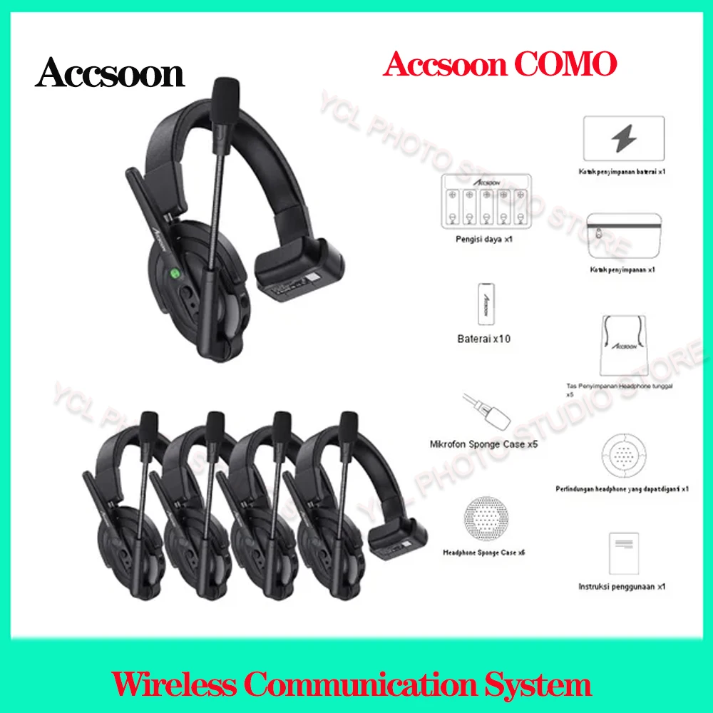 

Accsoon COMO 400m Wireless Communication System Full Duplex Intercom Headset Noise Reduction Wireless Integrated Microphone