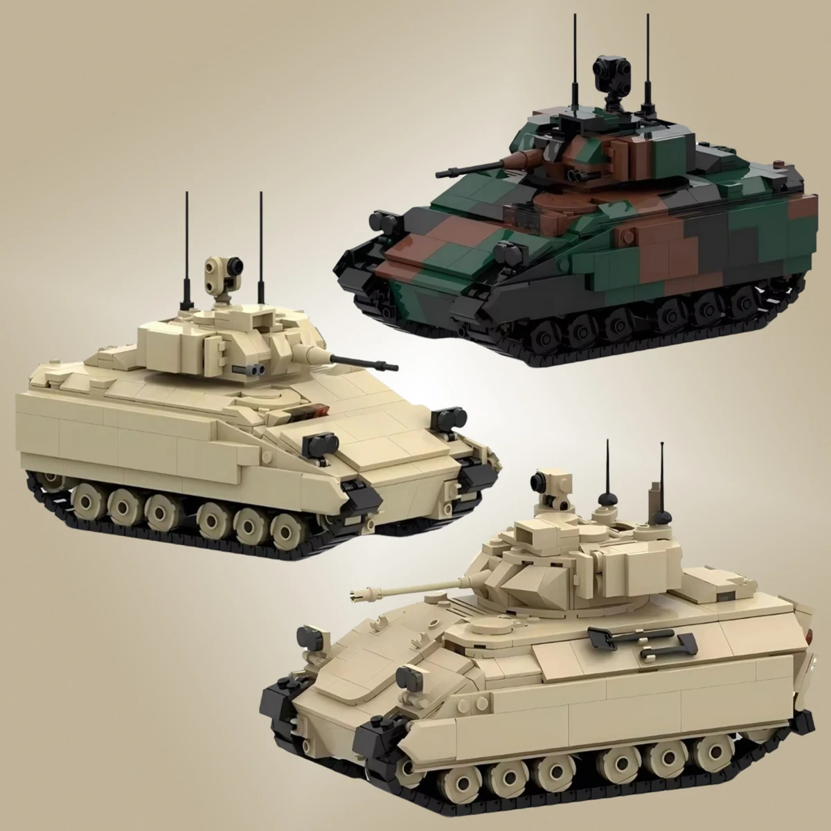 Military Series Bradleyed M2 Armored Fighting Vehicle Building Block MOC Kids Puzzle Toy M3A3 Tank Model DIY Boy's Birthday Gift
