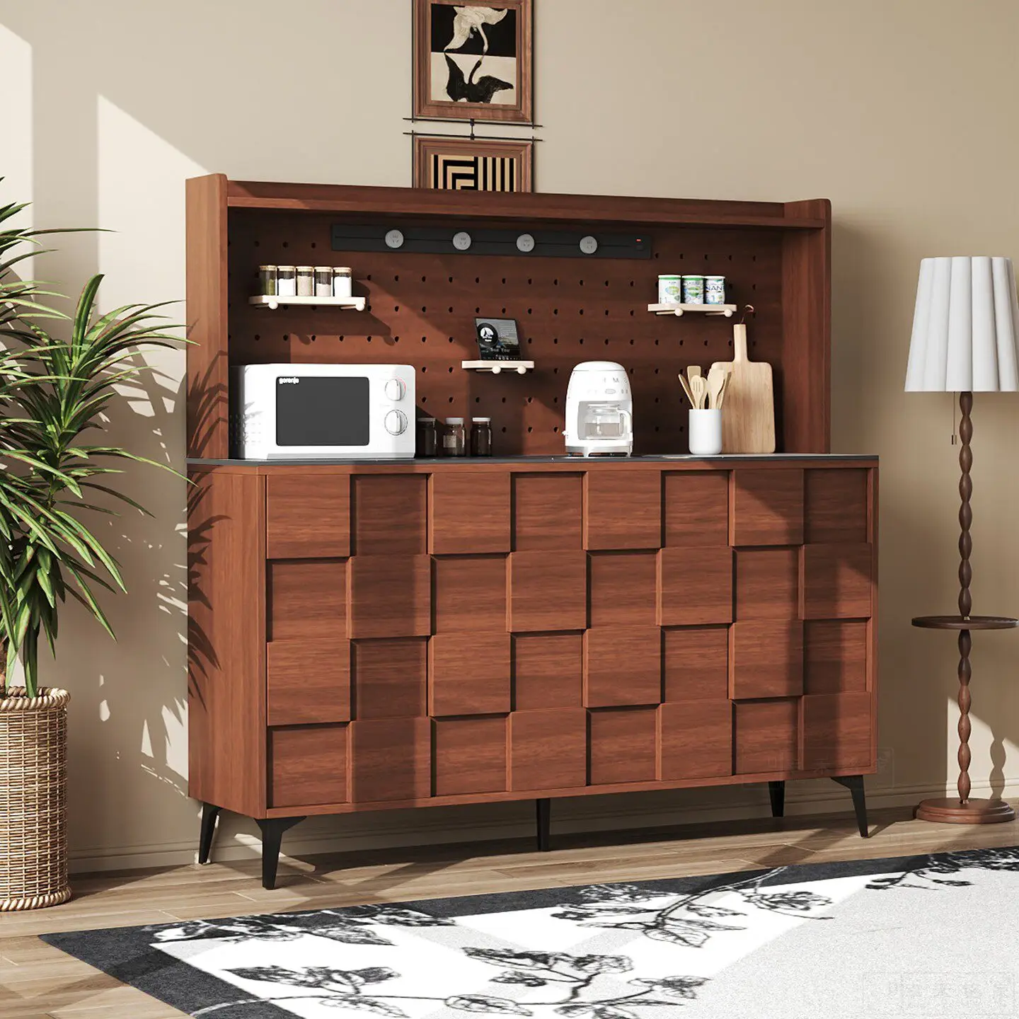 PYJ New Chinese-style medieval small apartment household solid wood living room dining side cabinet