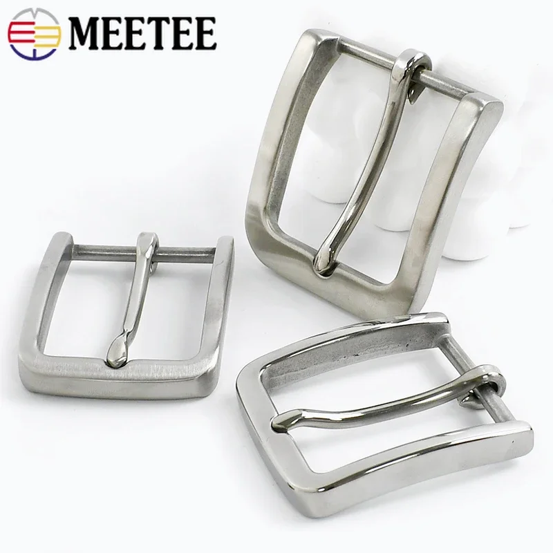 

Meetee 35/40mm Mens Stainless Steel Belt Buckle DIY Leather Jeans Waistband Head Garment Pin Adjust Clasp Hardware Accessories