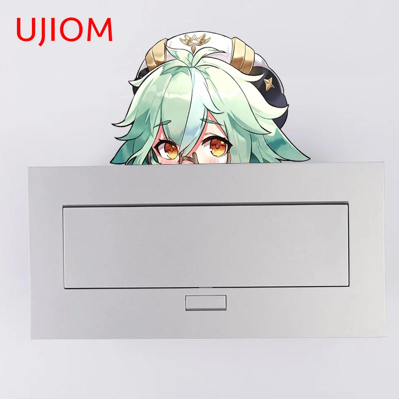 UJIOM 13cm X 9.5cm Genshin Impact Sucrose Peek Wall Sticker Scratch Proof Endearing Decal Cupboard Switch Refrigerator Graphics