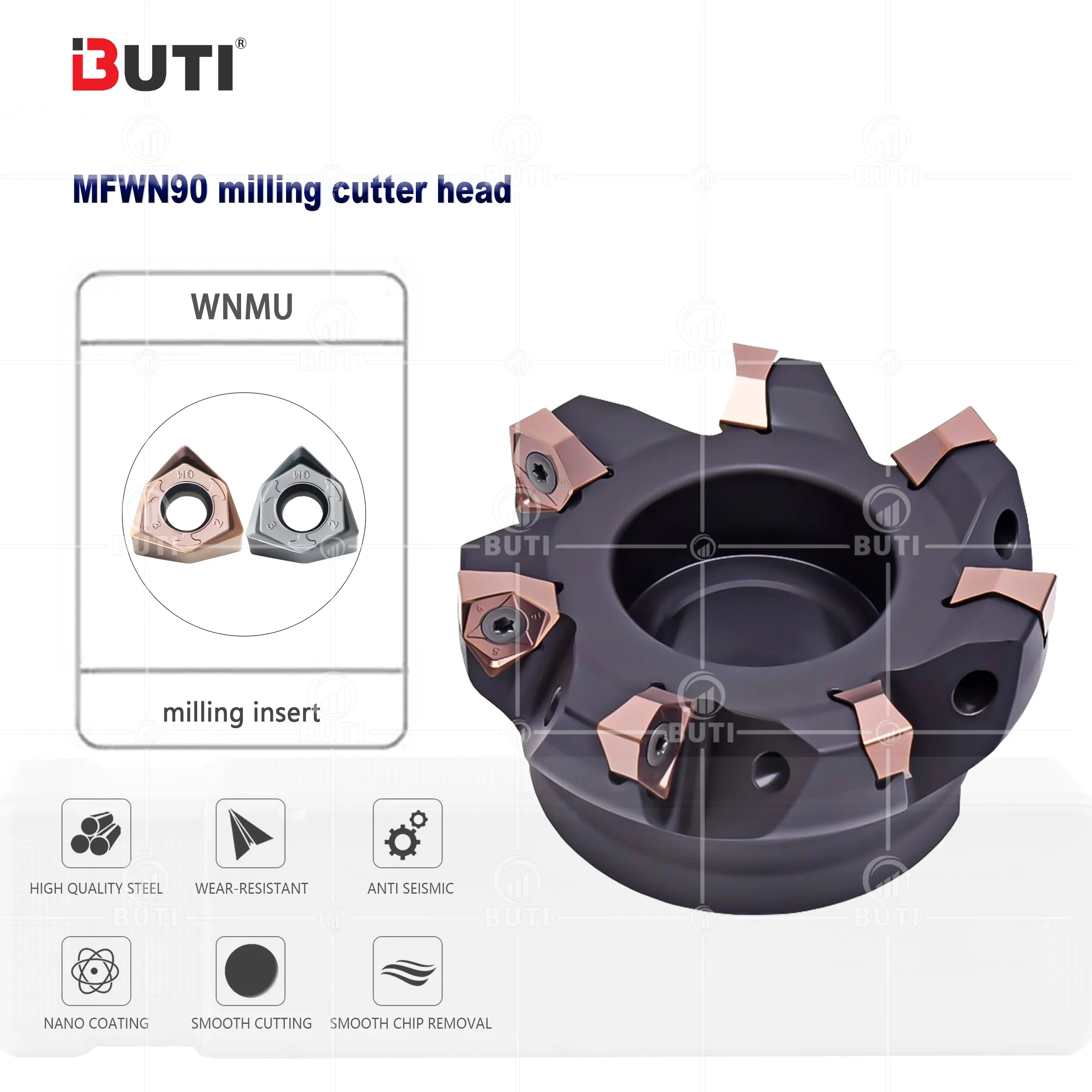 

MFWN90 Series CNC Lathe Milling Cutter Disc MFWN90 050R-4T Fast Feed Milling Cutter Disc WNMU Carbide Open Coarse Milling Blades