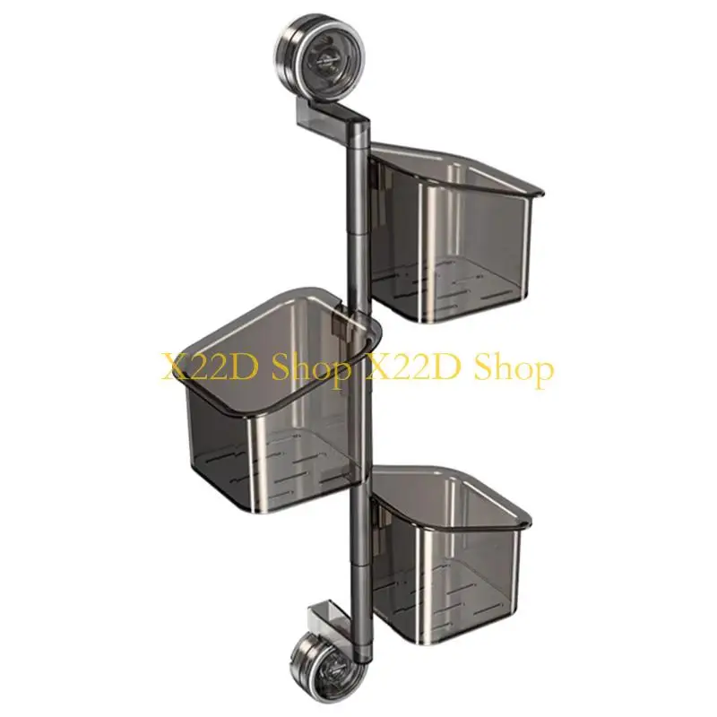 X22D Modern Wall Mount Kitchen Storage Rack With Suction Cup Technology Durable Plastic Construction Space Efficient Design For