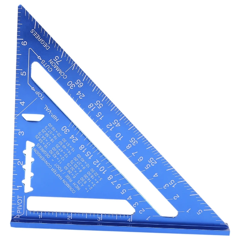 HOT SALE 90 Degree Triple-Cornered Ruler Aluminum Alloy Angle Ruler Inch For Carpenter's Workshop 7 Inch Square Layout Tool