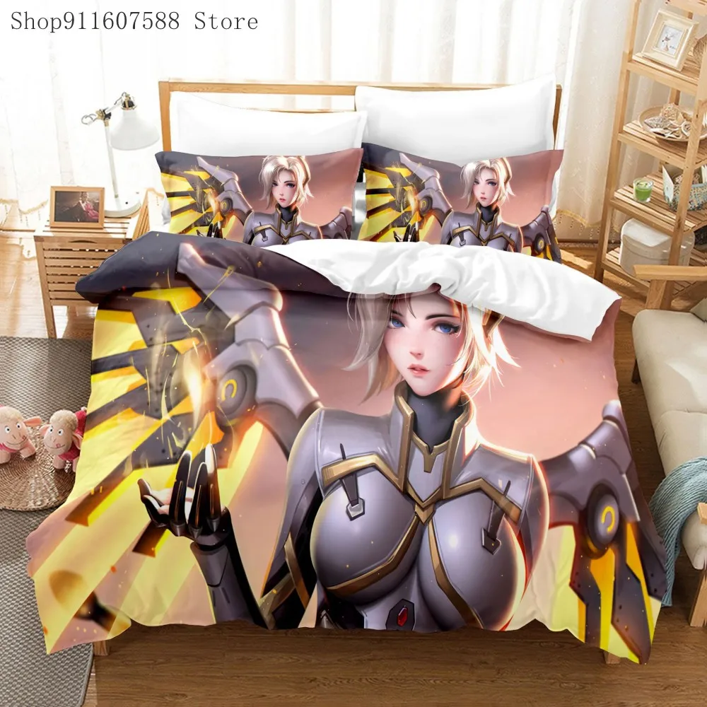 

Anime Overwatch Game Bedding Set Bed Cover Pillow Case Cartoon Anime Character Duvet Cover For Kids Gift Bedding Home Textiles