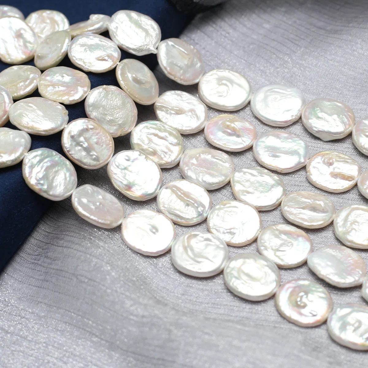 AAA 화이트 패션 천연 담수 진주 타원형 바로크 단추 구슬 쥬얼리, DIY 목걸이 팔찌 액세서리 선물 만들기, 14x16mm
