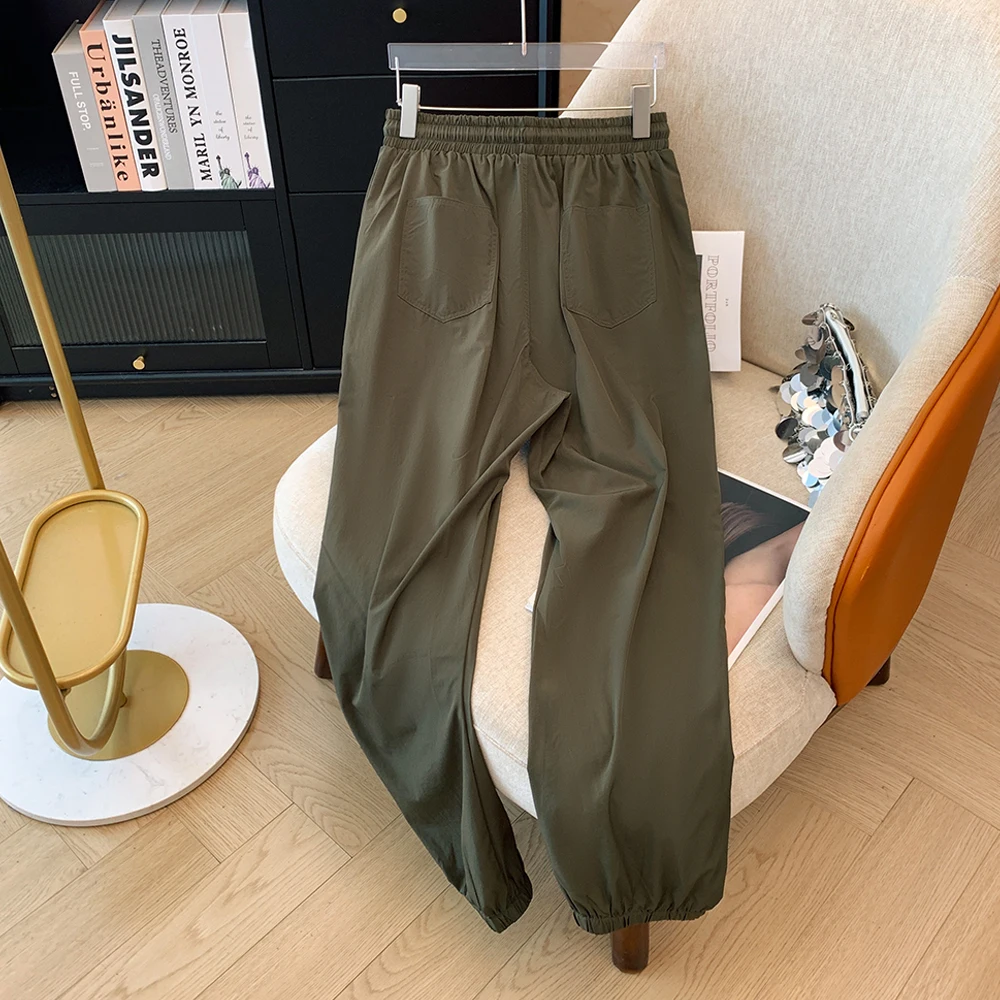 Pantalon taille haute décontracté à neuf points pour femme, pantalon audicorset élastique, pantalon Haren pieds, grande taille, nouveau modèle, printemps et automne 2024