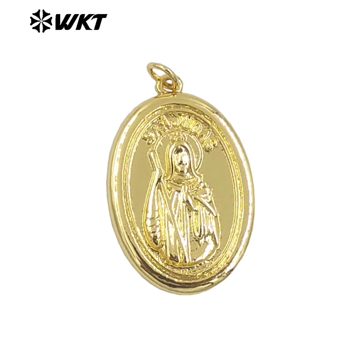 WT-MP291 Classic Beautiful Virgin Marry Oval Shape Pendant Black And Yellow Brass Jewelry Decorated For Necklace ACC