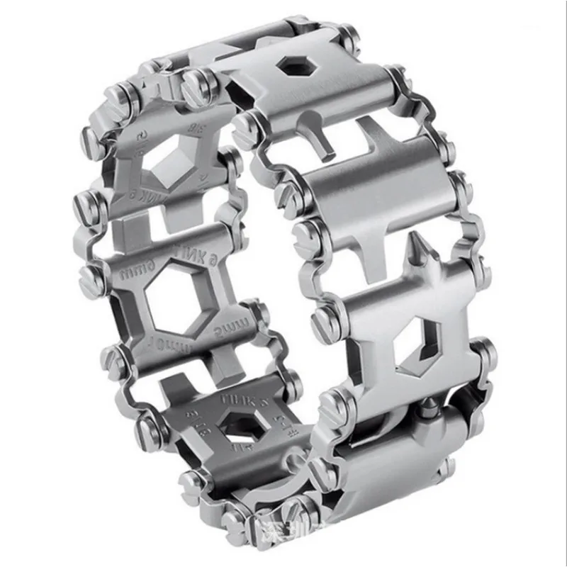 Imagem -04 - Pulseira de para Homens Braceletes Multi-ferramentas Kit de Ferramentas Manuais de Sobrevivência ao ar Livre Acessórios para Relógio 29 em Aço Inoxidável