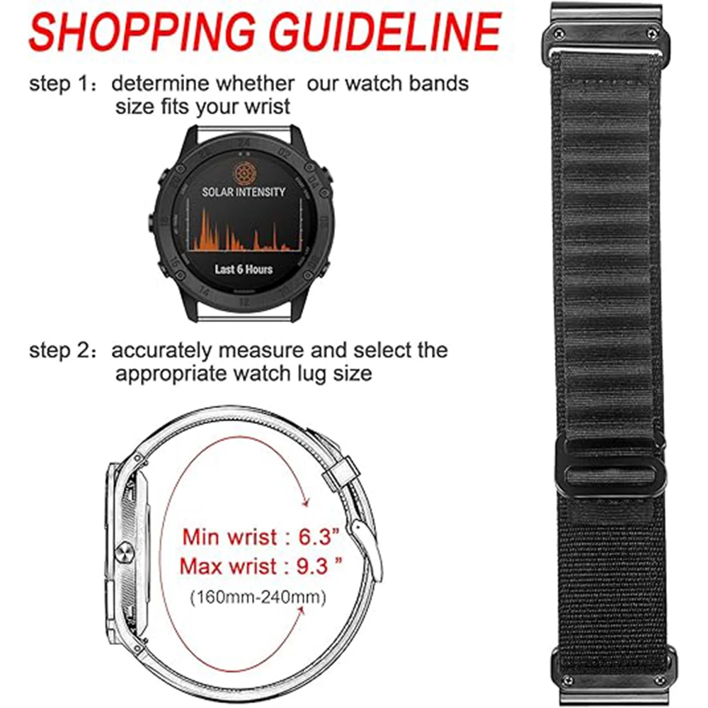 Quick Fit 20mm 22mm 26mm Alpine Nylon Strap for Garmin Fenix 8 7X 7 7S Pro Fenix 6X 6 5X 5S Enduro 2 Instinct 3 2X Epix Pro Band view 4