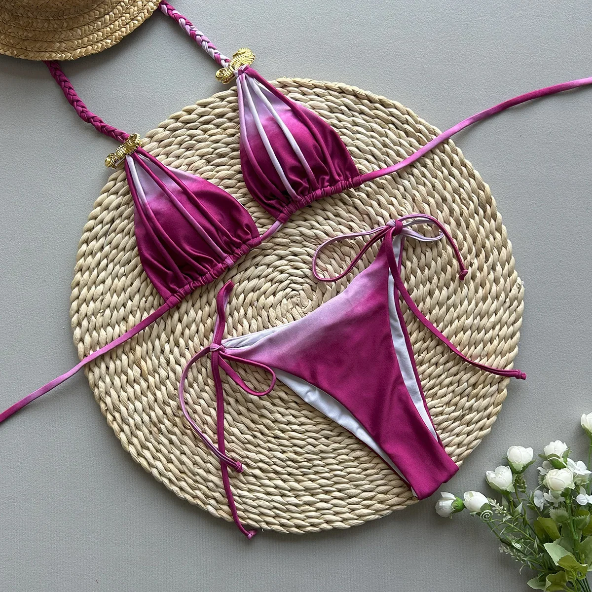 セクシーなタイダイビキニセット ブラジリアン水着 サマー2025新作 レディース水着 ビキニ