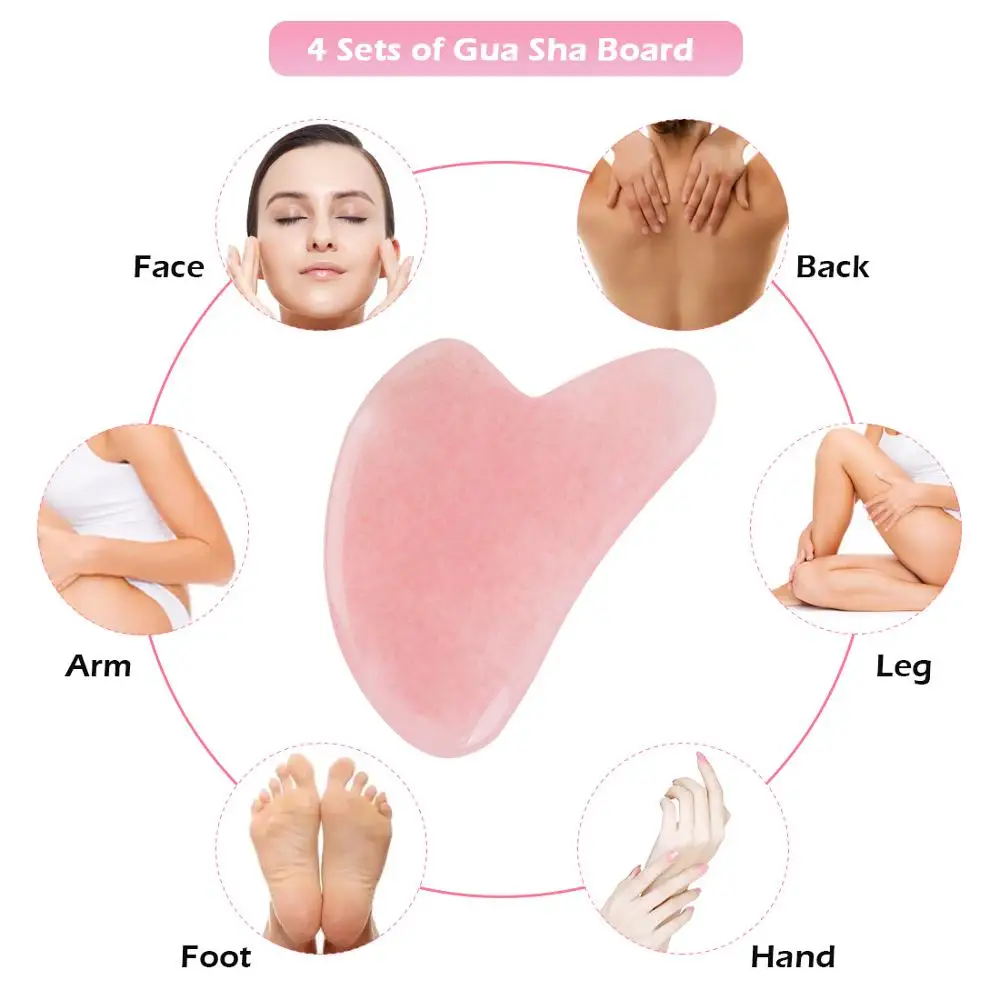 Rose Quarz Jade Stein Herz-förmigen Dreieck Gua Sha Schaber Massage Handgemachte Gua Sha Board Anti Cellulite Falten für gesicht Körper
