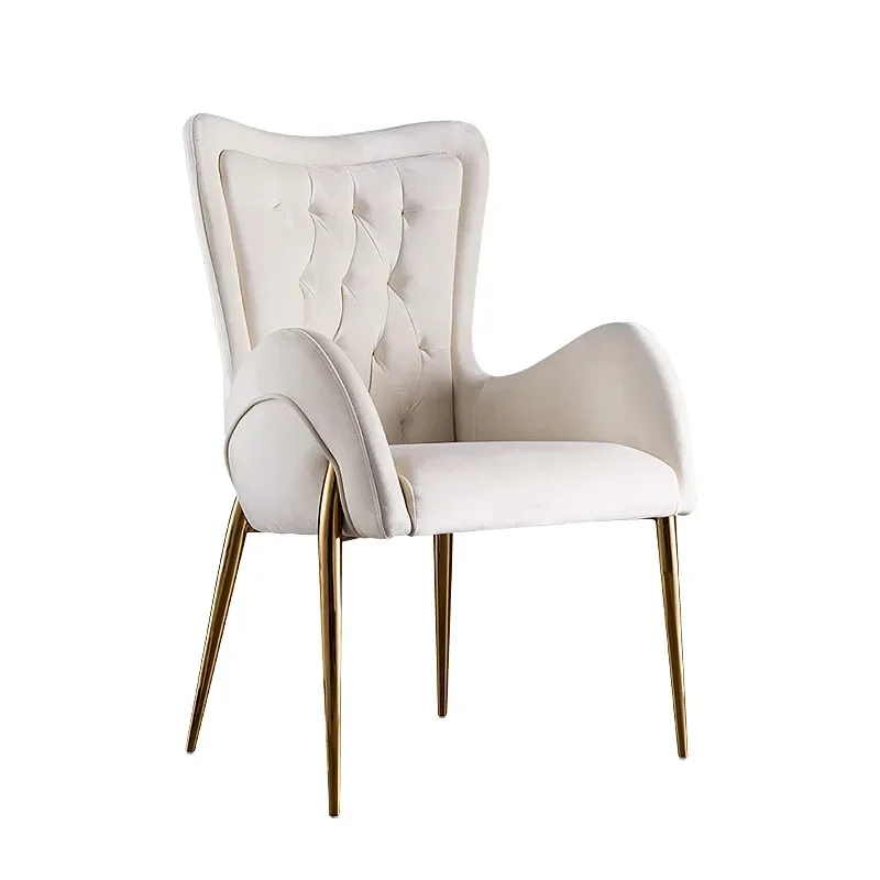 High-end light luxury gold-plated soft bag armrest leisure chair, restaurant private room high backrest banquet VIP chair