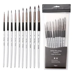 10 PCS/Set Nylon Hair Wooden Handle Brush Pen Professional Watercolor Oil Acrylic Painting Brush Set Art Paint Brushes Supplies