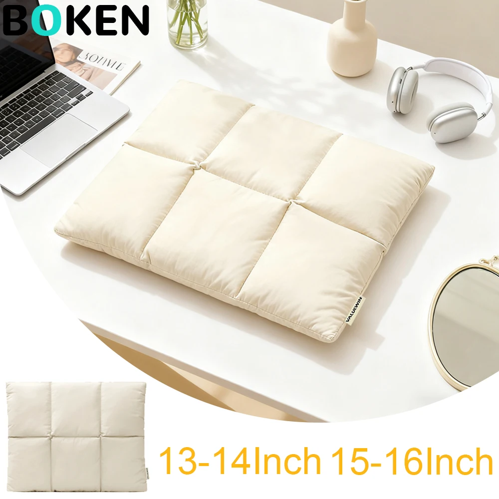 

Comfortable Puffy Laptop Sleeve Bag for Women, Quilted 13 14 15 16 Inch Shockproof Case for MacBook Air Pro, HP Dell, Gift Idea