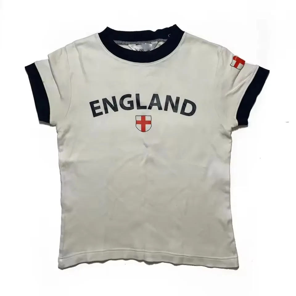 

2025 Retro Street Aesthetic Baby T-shirt Women Letters Print 90s Crop Tops Casual Slim Short Sleeve Y2k Clothes Emo E-girls ﻿