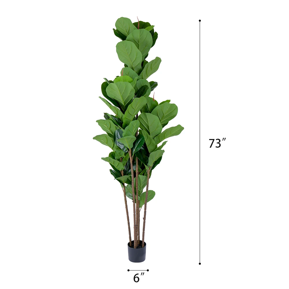 

6ft Artificial Fiddle Leaf Fig Plant With Plastic Pot Indoor Outdoor Decor Gift