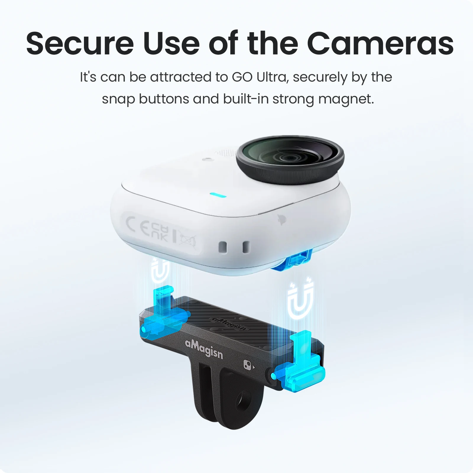 aMagisn Schnellwechselhalterung für Go Ultra, Kunststoff-Magnetfuß mit Edelstahlkrallen für Insta360 Go Ultra-Zubehör
