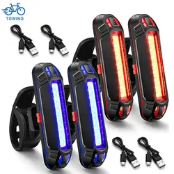 Luz trasera LED para bicicleta, lámpara de advertencia de seguridad, recargable vía USB, resistente al agua, accesorios intermitentes para ciclismo nocturno