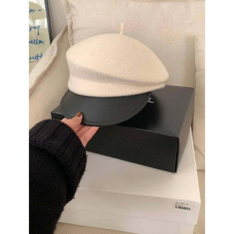 Japanese Style Asymmetrical 100% Wool Beret | Face Slimming Derby & Newsboy Cap | British Retro Unisex