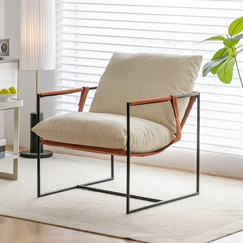 A Nordic single sofa chair living room light luxury simple balcony single chair Italian sofa single chair