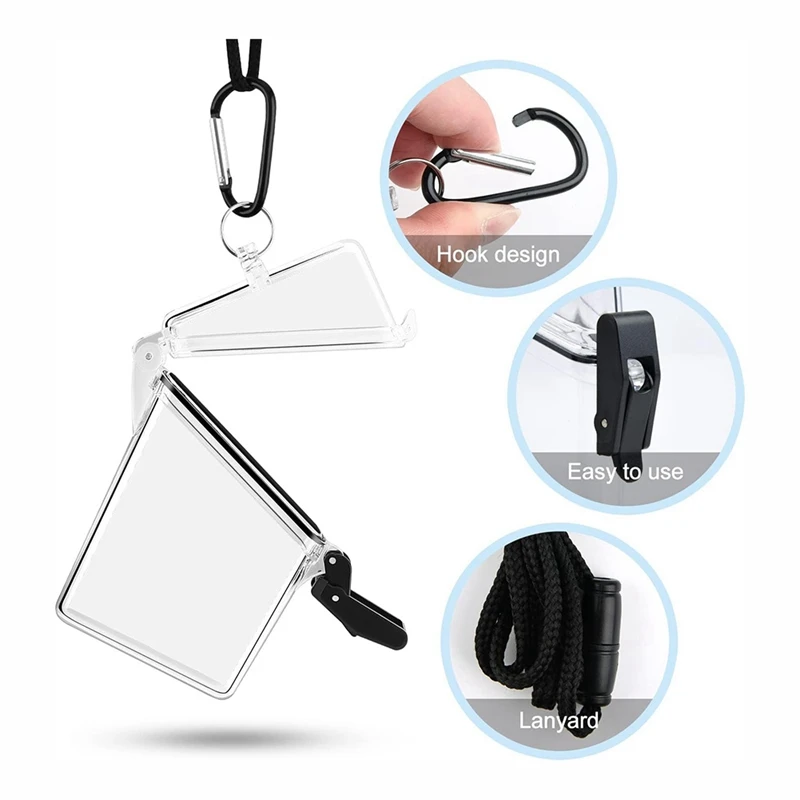 مقاوم للماء حافظة بطاقات التعريف الشخصية مع الحبل وسلسلة المفاتيح ، حامل شارة ، 4 حزمة