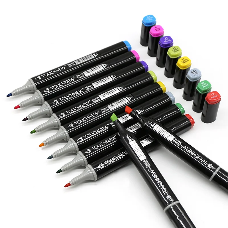 30/40/48 Color Dual Head Oily Marker Pen Set Safe and Non-toxic Student Professional Painting and Hand Drawing Art Color Markers