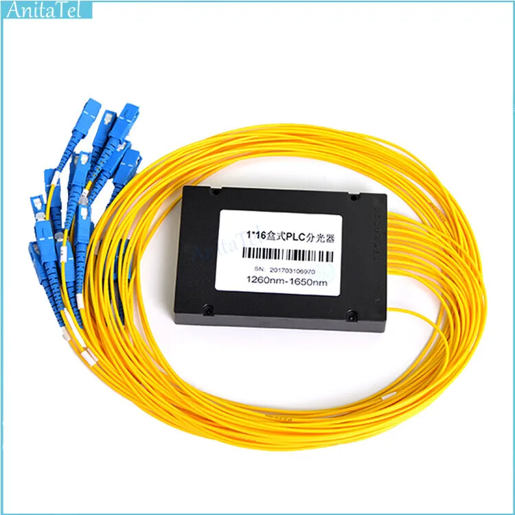 

SC/APC 1x16 1M 2.0MM PLC Splitter Box FTTH Fiber Optic ABS Box 1*16 Planar Lightwave Circuit Splitter-Box